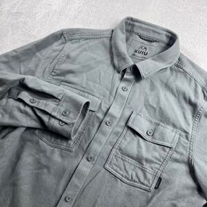 KUIU Field Flannel Shirt Men's L Gray Wool Cotton Blend Long Sleeve Button Up